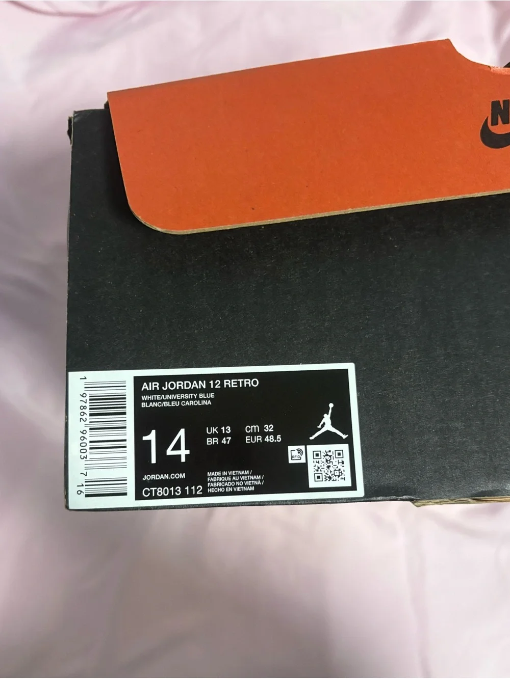 ONLY WORN ONCE Jordan High-Top Sneakers in White and Light Blue